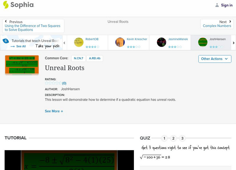 Sophia: Unreal Roots: Lesson 7 Instructional Video
