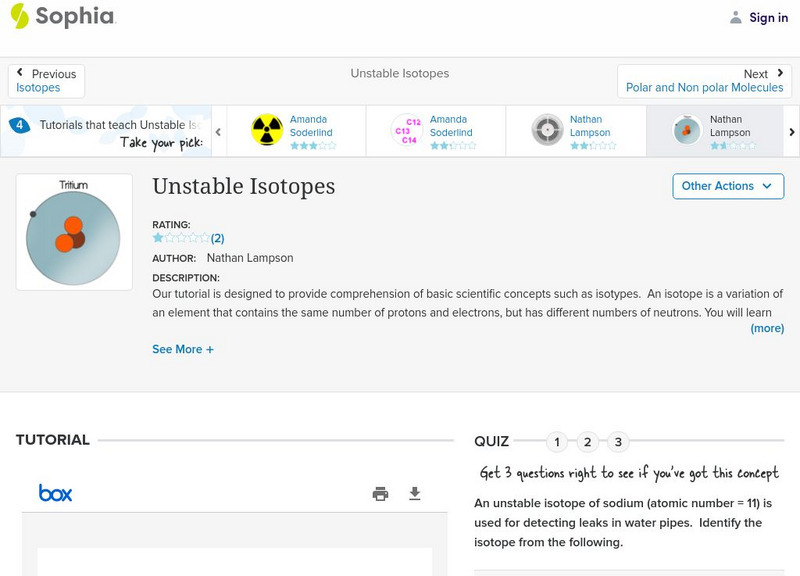 Sophia: Unstable Isotopes: Lesson 3 PPT Sophia: Unstable Isotopes: Lesson 3 PPT