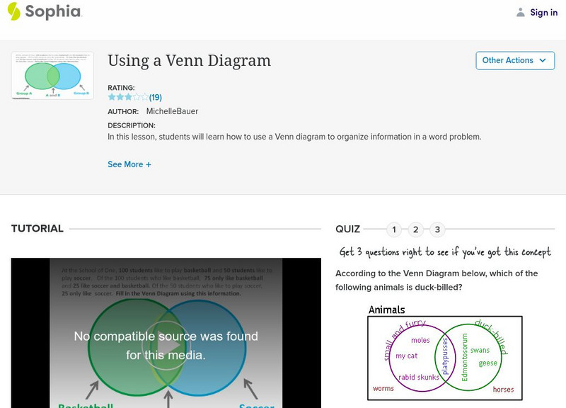Sophia: Using a Venn Diagram Instructional Video Sophia: Using a Venn Diagram Instructional Video