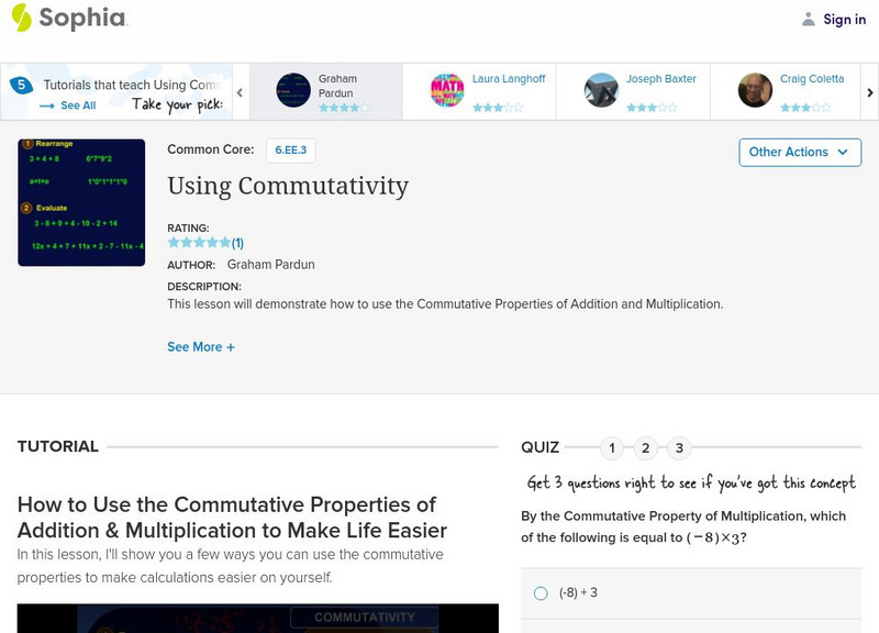 Sophia: Using Commutativity Instructional Video