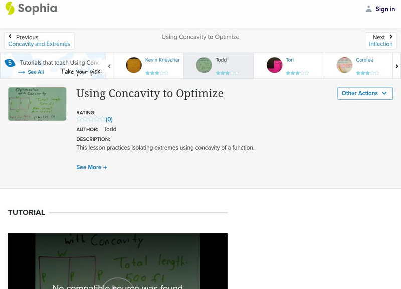 Sophia: Using Concavity to Optimize: Lesson 2 Instructional Video