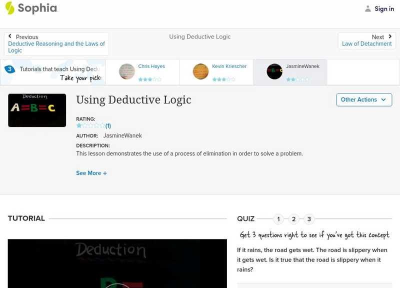Sophia: Using Deductive Logic: Lesson 11 Instructional Video