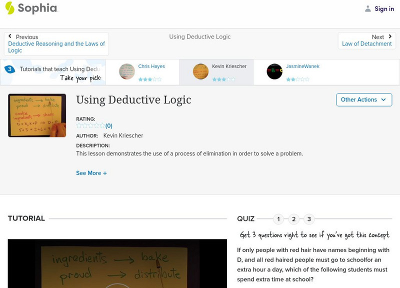 Sophia: Using Deductive Logic Instructional Video
