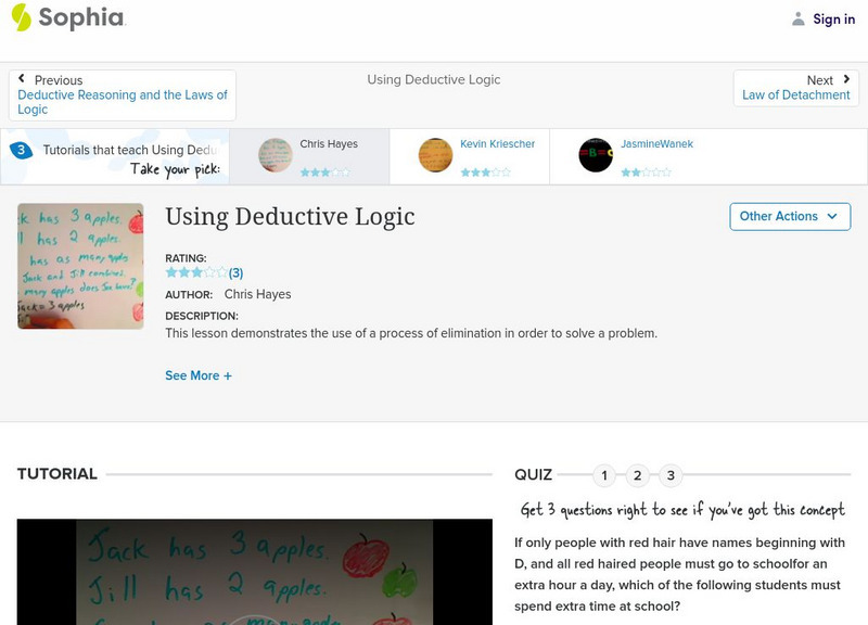 Sophia: Using Deductive Logic: Lesson 1 Instructional Video