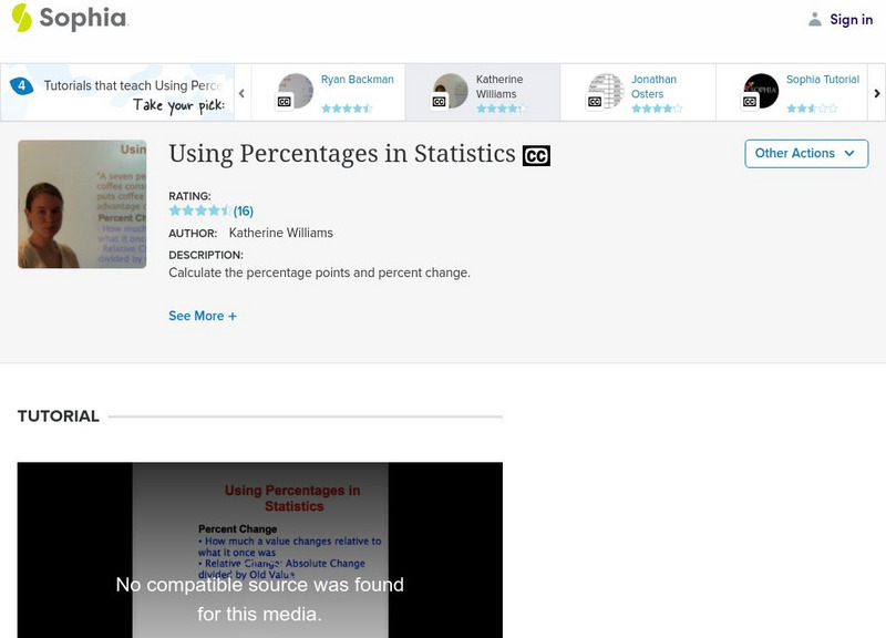 Sophia: Using Percentages in Statistics: Lesson 3 Unit Plan Sophia: Using Percentages in Statistics: Lesson 3 Unit Plan