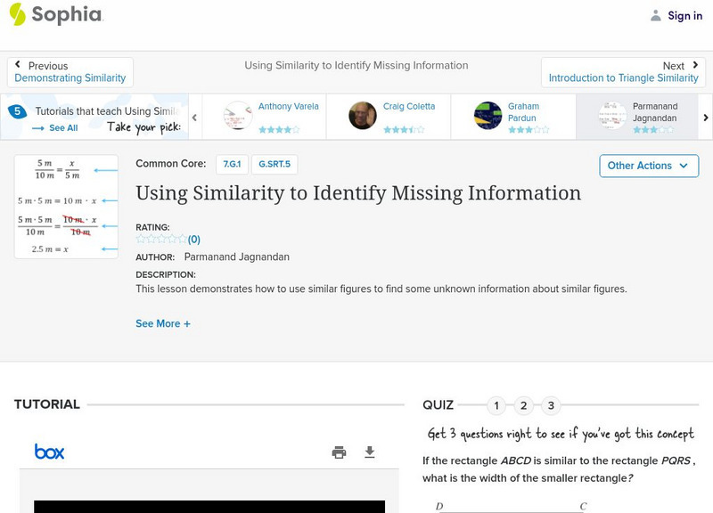 Sophia: Using Similarity to Identify Missing Information: Lesson 5 PPT Sophia: Using Similarity to Identify Missing Information: Lesson 5 PPT