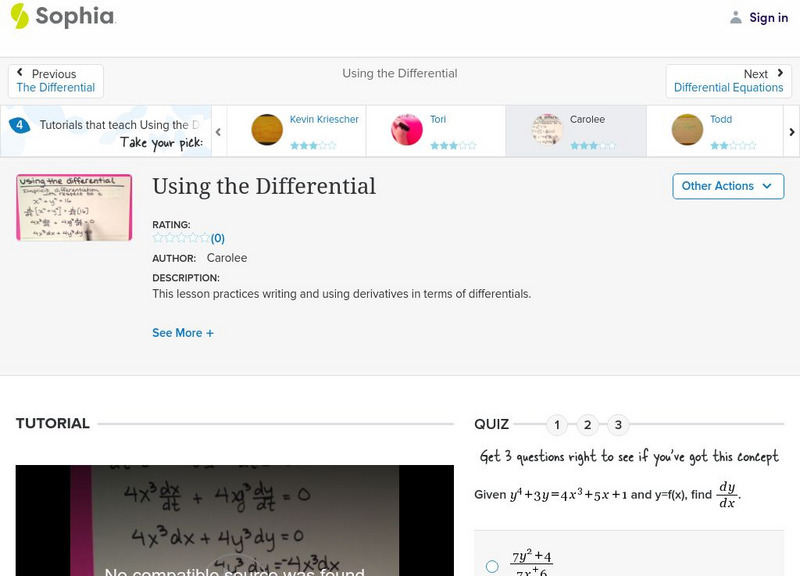 Sophia: Using the Differential: Lesson 5 Instructional Video