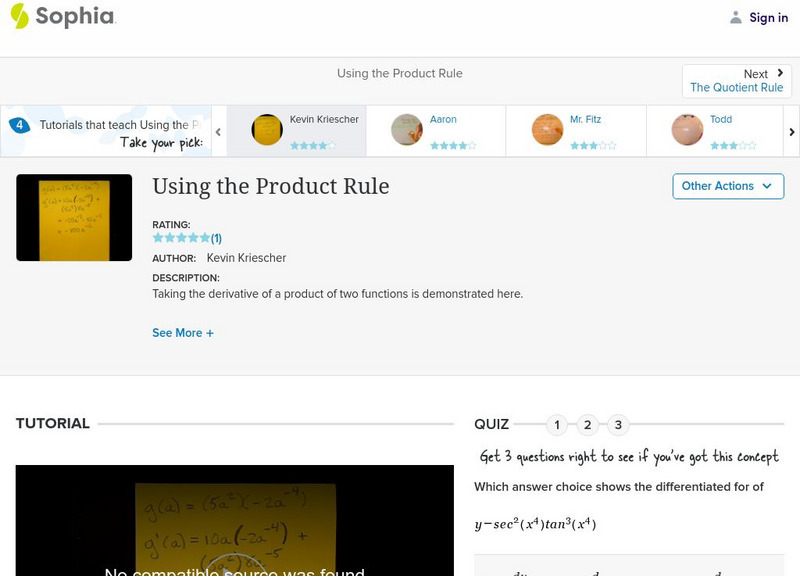 Sophia: Using the Product Rule: Lesson 1 Instructional Video Sophia: Using the Product Rule: Lesson 1 Instructional Video