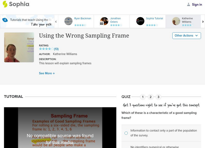 Sophia: Using the Wrong Sampling Frame: Lesson 2 Unit Plan
