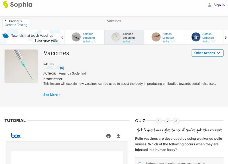 Sophia: Vaccines: Lesson 4 PPT