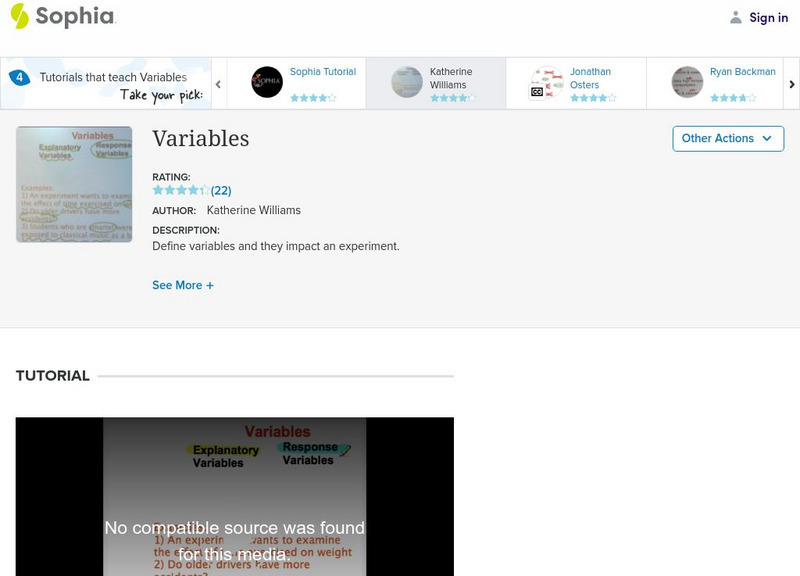 Sophia: Variables Instructional Video Sophia: Variables Instructional Video