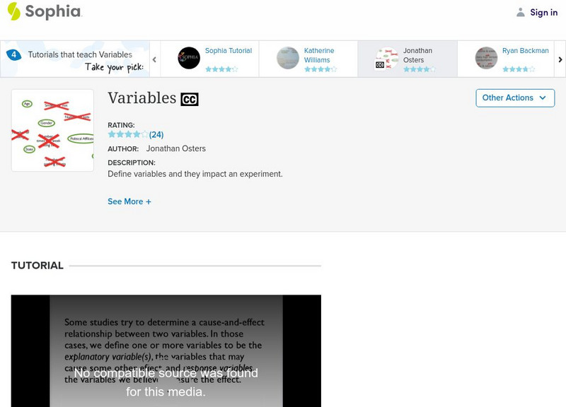 Sophia: Variables: Lesson 5 Instructional Video Sophia: Variables: Lesson 5 Instructional Video