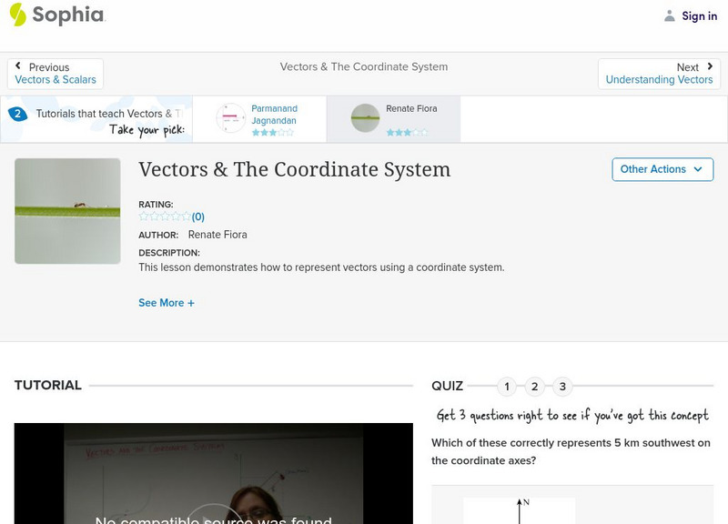 Sophia: Vectors & the Coordinate System: Lesson 2 Instructional Video Sophia: Vectors & the Coordinate System: Lesson 2 Instructional Video