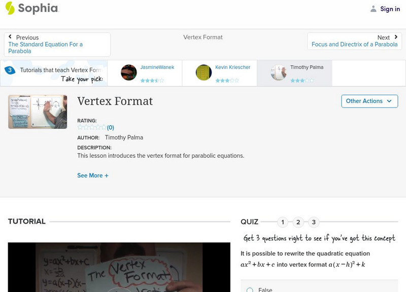 Sophia: Vertex Format Instructional Video