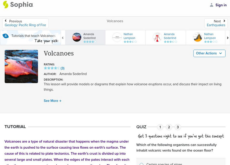 Sophia: Volcanoes: Lesson 5 Unit Plan Sophia: Volcanoes: Lesson 5 Unit Plan