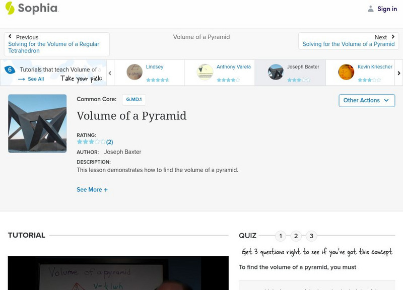 Sophia: Volume of a Pyramid Instructional Video