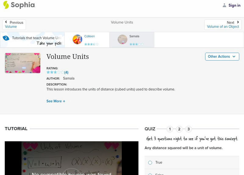 Sophia: Volume Units Instructional Video