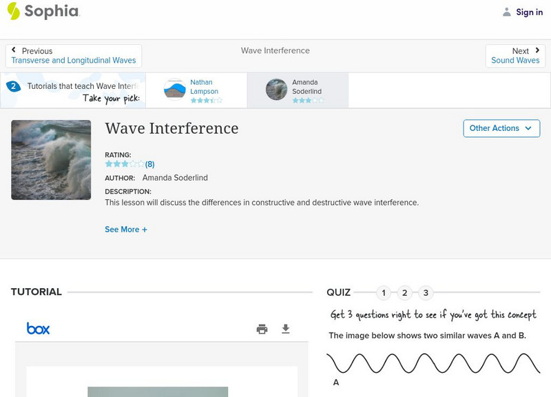 Sophia: Wave Interference: Lesson 2 PPT Sophia: Wave Interference: Lesson 2 PPT