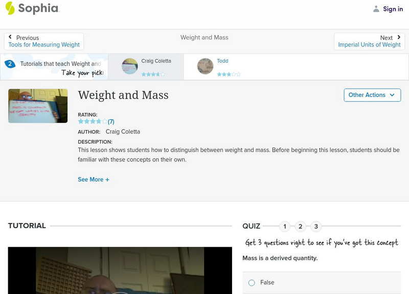 Sophia: Weight and Mass Instructional Video