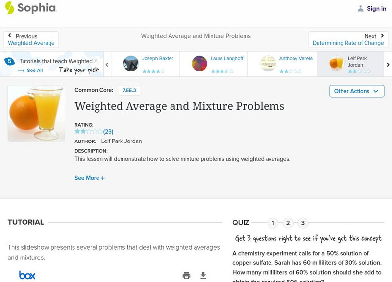 Sophia: Weighted Average and Mixture Problems PPT Sophia: Weighted Average and Mixture Problems PPT