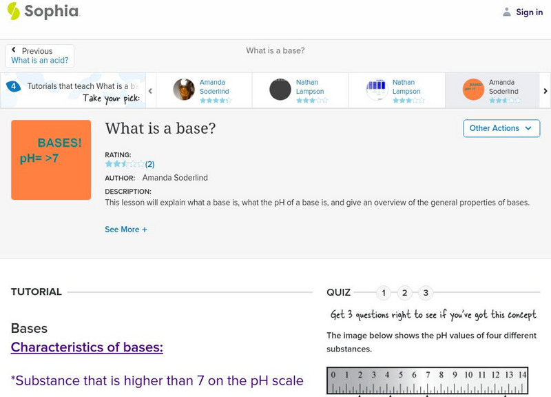 Sophia: What Is a Base?: Lesson 2 Unit Plan Sophia: What Is a Base?: Lesson 2 Unit Plan