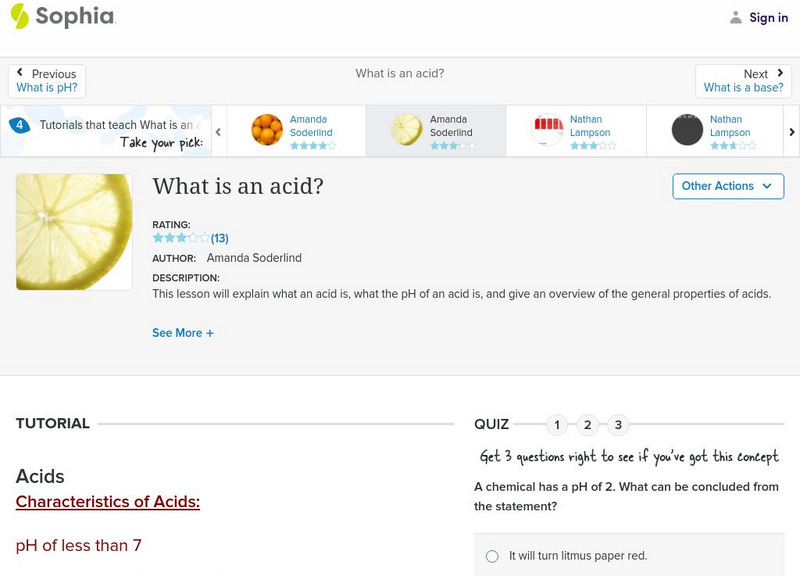 Sophia: What Is an Acid?: Lesson 2 Unit Plan Sophia: What Is an Acid?: Lesson 2 Unit Plan