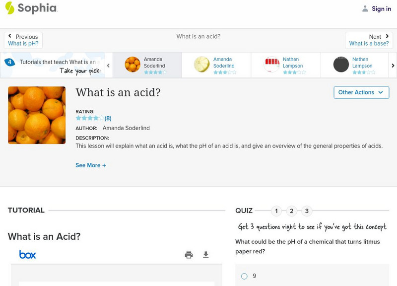 Sophia: What Is an Acid?: Lesson 4 PPT Sophia: What Is an Acid?: Lesson 4 PPT