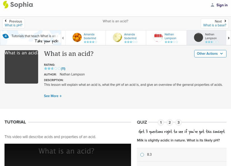 Sophia: What Is an Acid?: Lesson 1 Instructional Video Sophia: What Is an Acid?: Lesson 1 Instructional Video