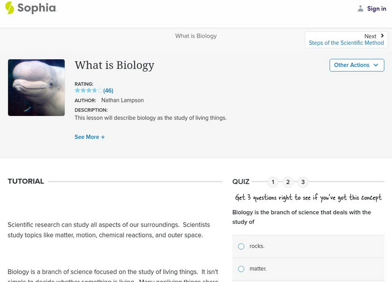 Sophia: What Is Biology Unit Plan Sophia: What Is Biology Unit Plan