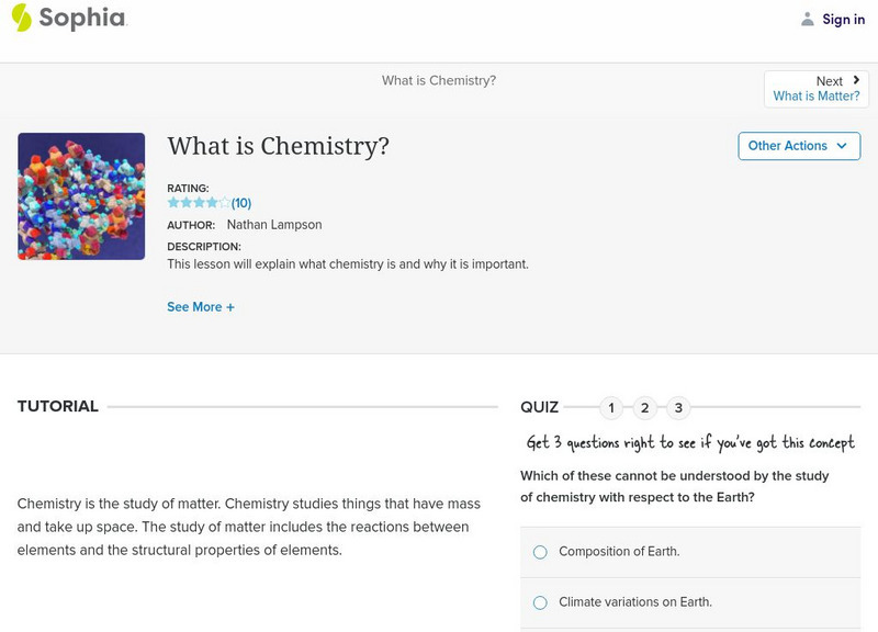 Sophia: What Is Chemistry? Unit Plan Sophia: What Is Chemistry? Unit Plan