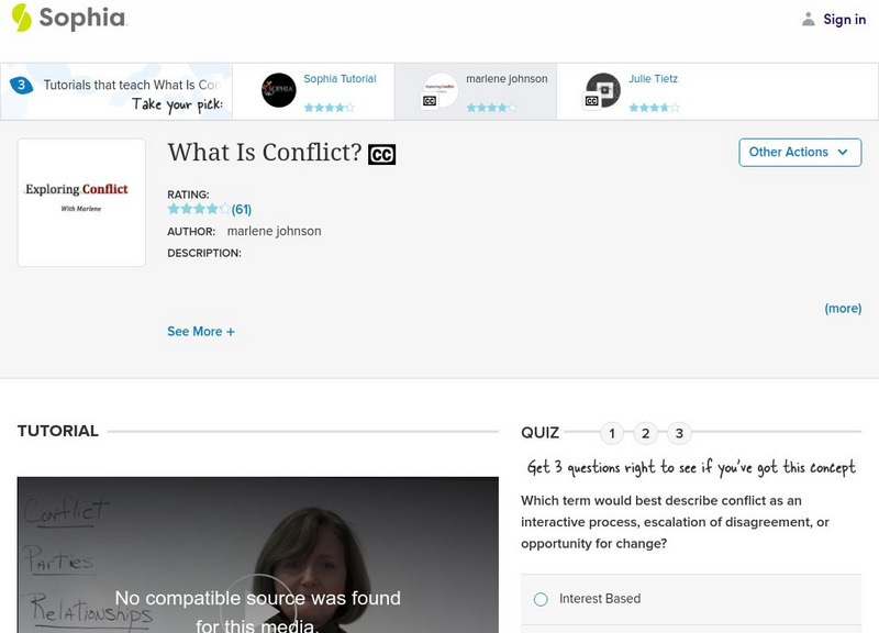 Sophia: What Is Conflict? Common and Practical Definitions: Lesson 4 Instructional Video Sophia: What Is Conflict? Common and Practical Definitions: Lesson 4 Instructional Video