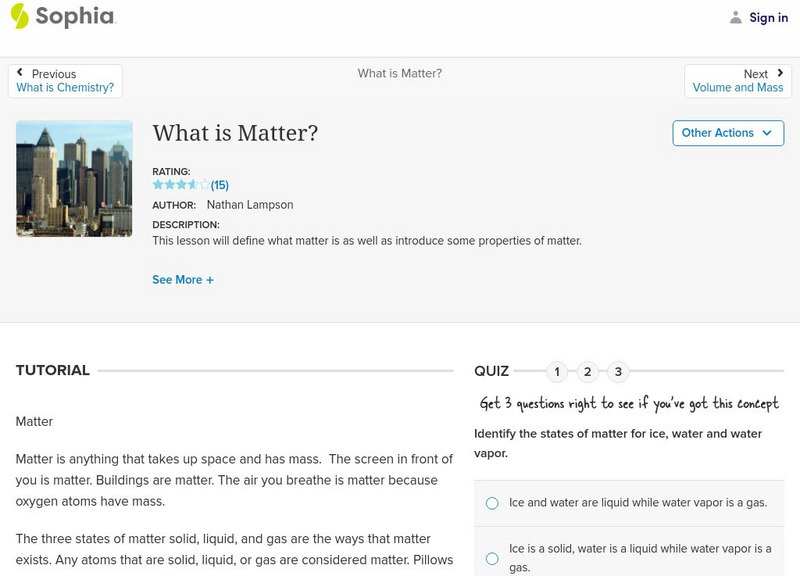 Sophia: What Is Matter? Unit Plan Sophia: What Is Matter? Unit Plan