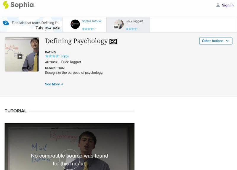 Sophia: Defining Psychology Instructional Video Sophia: Defining Psychology Instructional Video