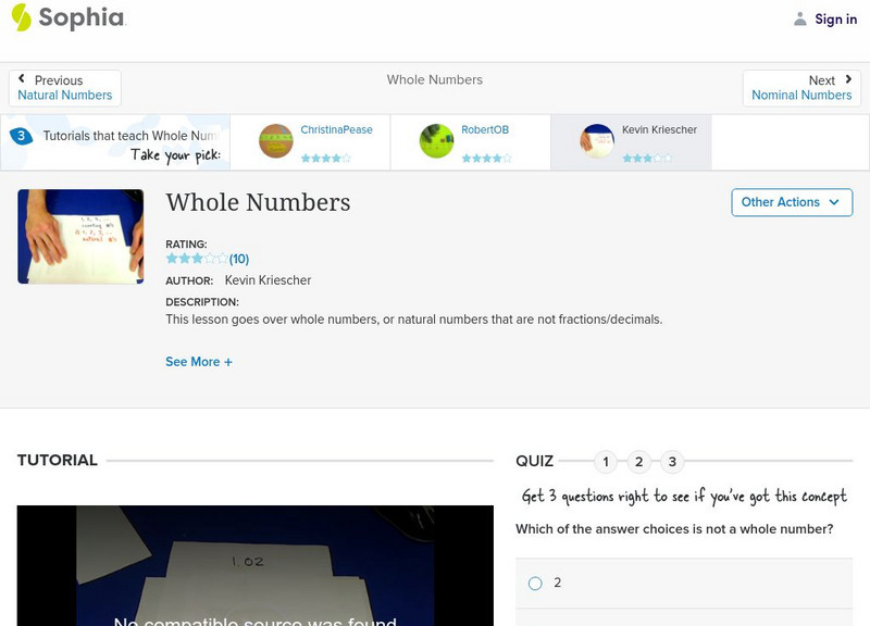 Sophia: Whole Numbers: Lesson 2 Instructional Video Sophia: Whole Numbers: Lesson 2 Instructional Video