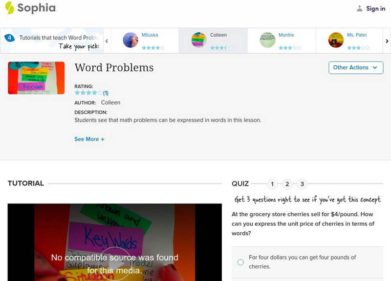 Sophia: Word Problems Instructional Video