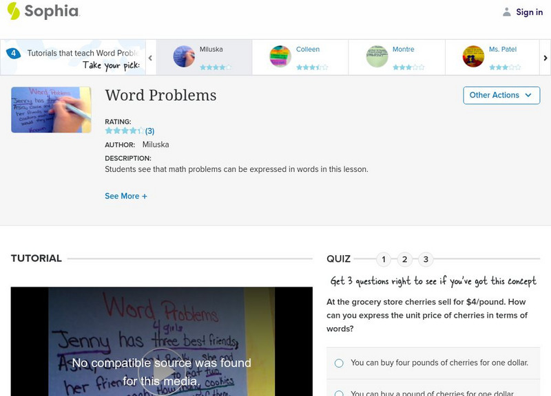 Sophia: Word Problems Instructional Video