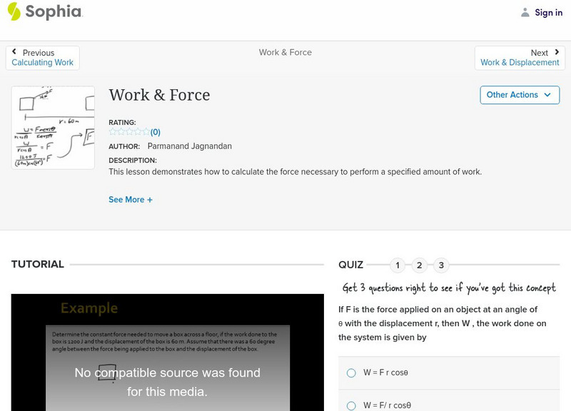 Sophia: Work & Force Unit Plan