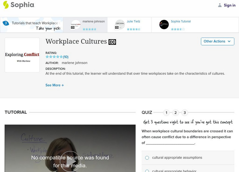 Sophia: Workplace Cultures: Lesson 3 Instructional Video