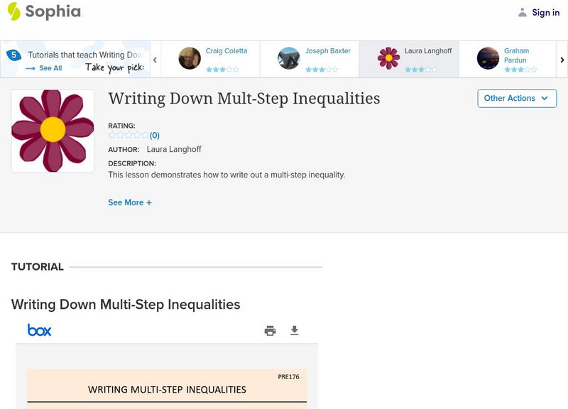 Sophia: Writing Down Mult Step Inequalities: Lesson 2 PPT Sophia: Writing Down Mult Step Inequalities: Lesson 2 PPT