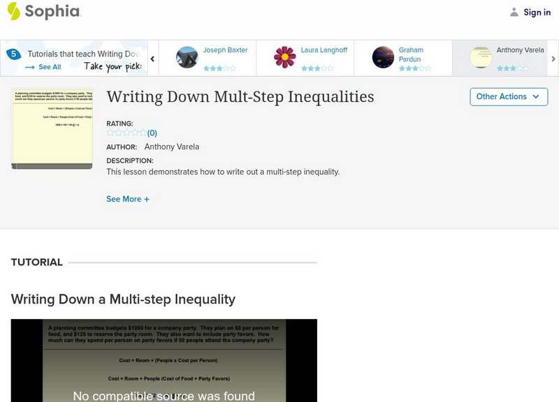 Sophia: Writing Down Mult Step Inequalities: Lesson 5 Instructional Video Sophia: Writing Down Mult Step Inequalities: Lesson 5 Instructional Video