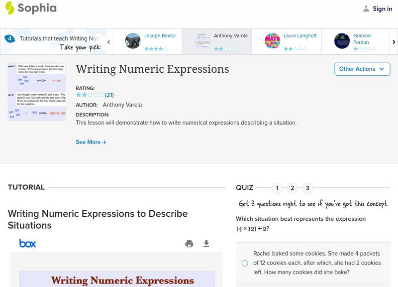 Sophia: Writing Numeric Expressions #3 PPT Sophia: Writing Numeric Expressions #3 PPT