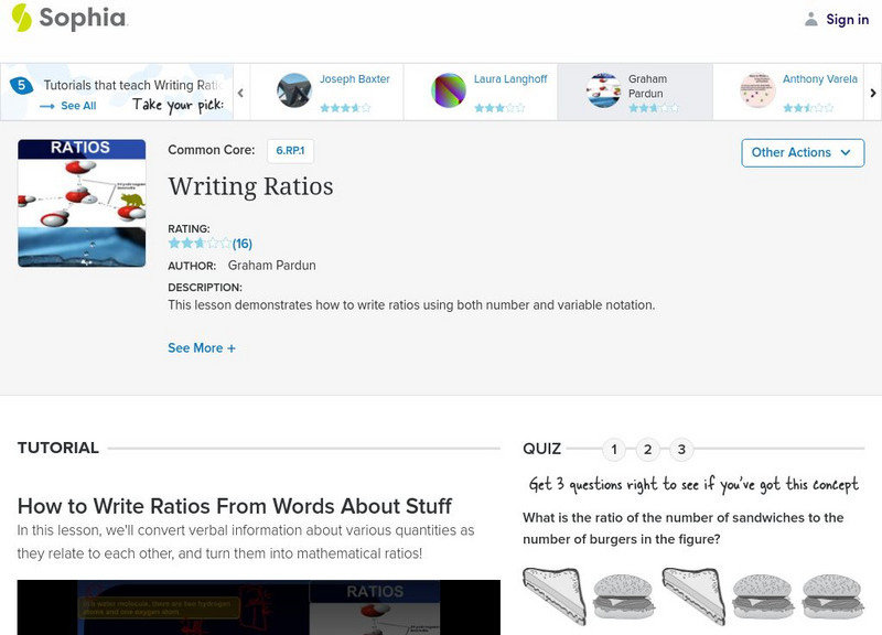Sophia: Writing Ratios #6 Instructional Video Sophia: Writing Ratios #6 Instructional Video