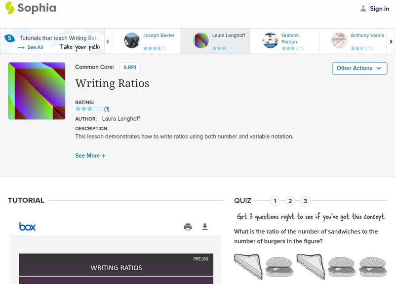 Sophia: Writing Ratios Unknown Type