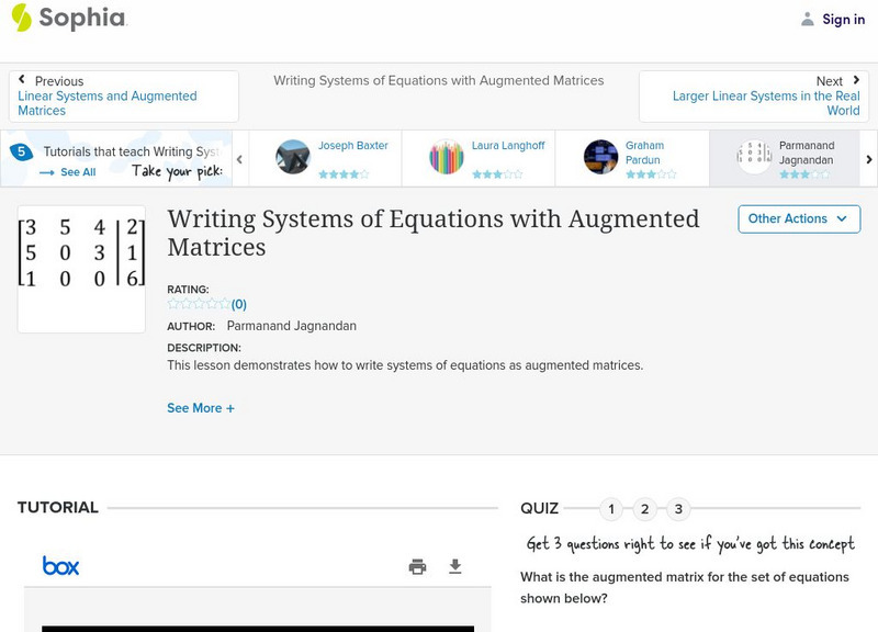 Sophia: Writing Systems of Equations With Augmented Matrices #4 PPT Sophia: Writing Systems of Equations With Augmented Matrices #4 PPT