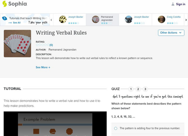 Sophia: Writing Verbal Rules #2 Instructional Video