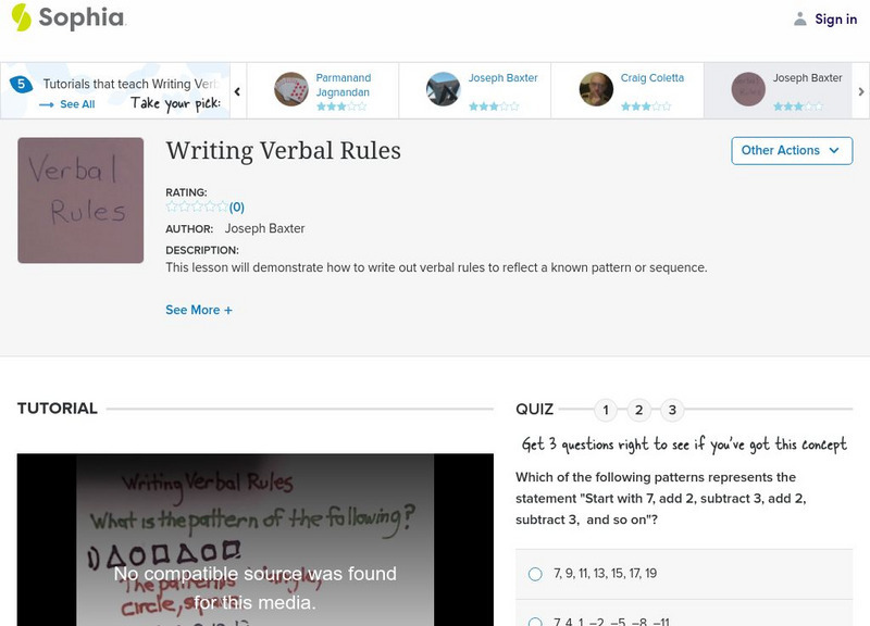 Sophia: Writing Verbal Rules #5 Instructional Video