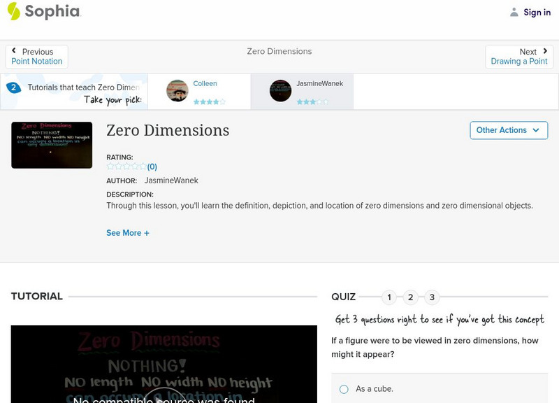 Sophia: Zero Dimensions: Lesson 5 Instructional Video