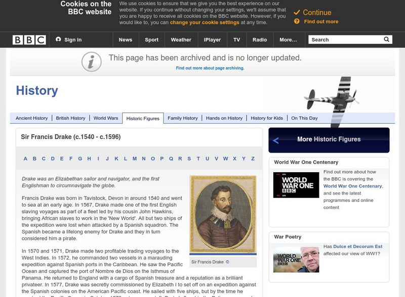 Bbc History: Sir Francis Drake (C.1540 C.1596) Handout Bbc History: Sir Francis Drake (C.1540 C.1596) Handout