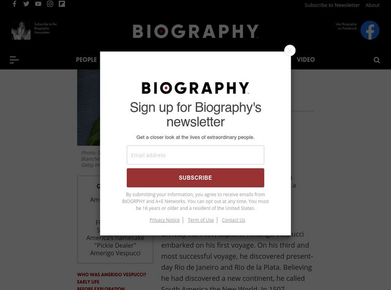 Biography: Amerigo Vespucci Website Biography: Amerigo Vespucci Website