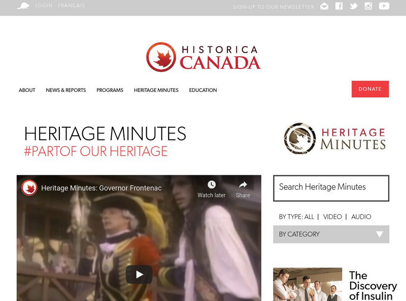 Historica Dominion Institute: Governor Frontenac Website